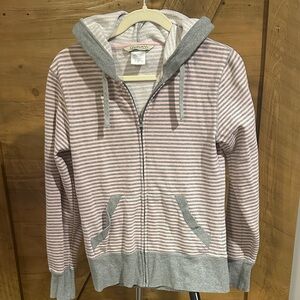 Women's Striped Hoodie in Pink and Gray